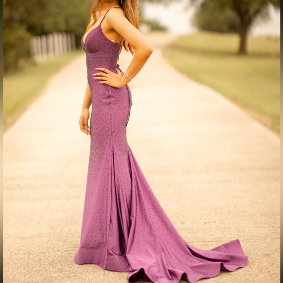 Sherri hill size 0 purple studded bead prom dress. Great condition, worn once. - Picture 1 of 9